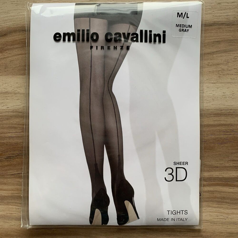 Emilio Cavallini 3D Sheer Tights Medium Large Italy High Waist Control Top M/L